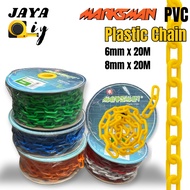[1 Roll] MARKSMAN 6mm / 8mm x 20m Safety PVC Plastic Chain Barricade PVC Link Chain Gate / Rantai Pl