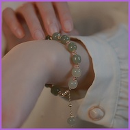 § ☂ ♕ INS Style Vintage Jade Beads Bracelets Gold Four-leaf Clover Elegant Bangles for Women