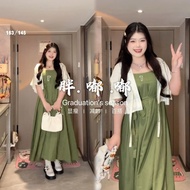 M-4XL Ready Stock Large Size Dress Women Fat mm Small New Chinese Skirt Green Long Skirt Chinese Sty