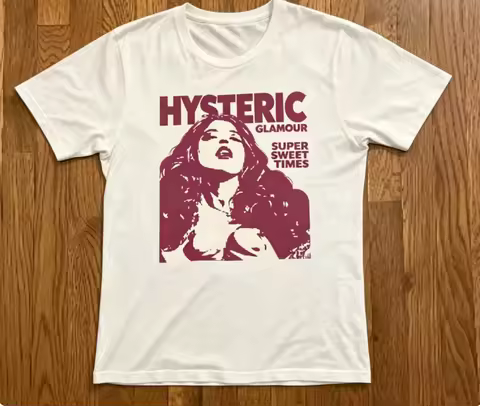 Hysteric Glamour 90s Retro Style T-shirts for Men and Women, Short-sleeved Shirts for Both Genders, 