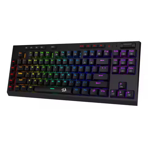 Redragon K596 Wired RGB Mechanical Gaming Keyboard, 87 Keys TKL Compact Keyboard Wrist Rest, Red Swi