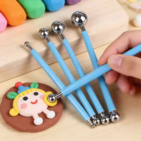 4pcs Stainless Steel Ball Stylus Clay Modeling Tools for Kids Pottery Ceramic Sculpting Fondant Cake