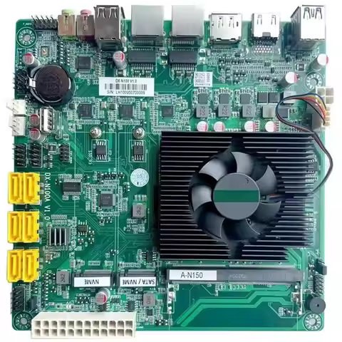 N150 Low Power ITX Motherboard with I/O Shield, NAS, Black Synology Linux Router, Home Server, 4/6 B