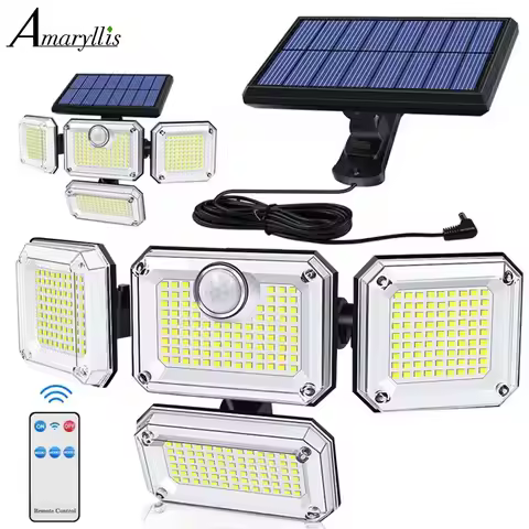 20w Solar Light 122/333led IP65 Waterproof Outdoor Indoor Solar Garden Lamp With Adjustable Head Wid