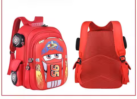 Disney kids cute Cartoon cars Backpacks boys red Schoolbag