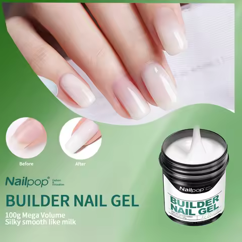 Nailpop HEMA/TPO Free Hard Gel Milky White UV Rapid Extension Lasting Shine Soak Off Builder Gel for