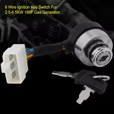 6 Wire Ignition Start Key Switch For 2.5-6.5KW 188F Gas Generator 6 Wire Ignition Key Switch Ignitio