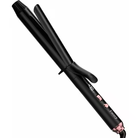 1.25 Long Barrel Curling Iron for Long Hair with Argan Oil & Keratin, Adjustable Heat, Clips & Silic