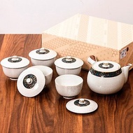 日本進口九谷燒手工側把泡茶壺金白七寶帶蓋茶具套裝一壺五杯禮盒