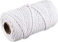 MECCANIXITY Cotton Rope 3 Strand Twisted Braided Rope Cord, White 100m/109 Yard 5mm Dia for Wall Hanging, Plant Hanger, Knitting, Macrame Knotting