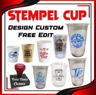 Stempel gelas cup minuman / stempel plastik / stempel custom otomatis / free design