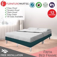 [FurnitureMartSG] Frita Divan Bed Frame Pet Friendly Scratch-proof Fabric 12 Colours - All Sizes Available