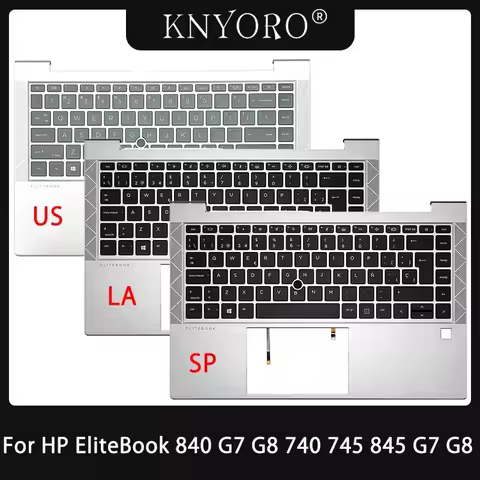 New US Latin Spain Keyboard For HP EliteBook 840 G8 G7 740 745 845 G7 G8 Laptop Palmrest Top Backlig