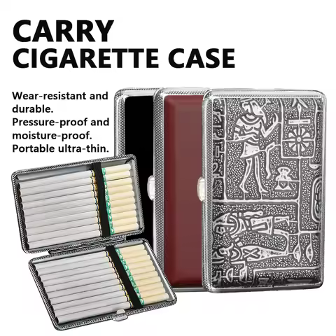 Leather Cigarette Case Cover Man Women Smoking Cigarette Box For Hold 12/14/16/18/20 Cigarettes Slee