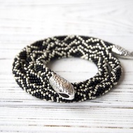 Black silver snake necklace for woman, Ouroboros, Choker necklace for men
