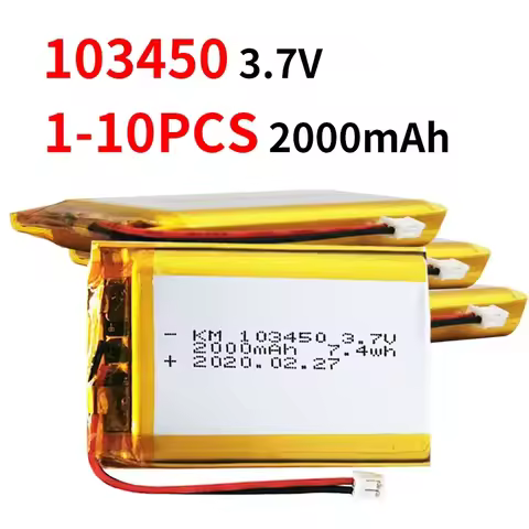 2000mAh 3.7V 103450 Lithium Polymer Lipo Li-Po Battery for GPS MP3 MP4 Driving Recorder Bluetooth He