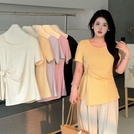 26TX77 Temperament Slimmer Look Irregular Cover Flesh Versatile Top