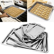 WINDYCAT Stainless Steel Rectangular Grill Fish Baking Tray Plate Pan Kitchen Supply