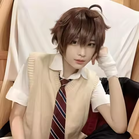 Anime Togashi Yuuta Cosplay Costume School Style Sweater Shirt Tie Wig Suit for Women Men Halloween 
