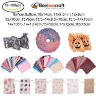 Beebeecraft 10-100pcs Natural Burlap Packing Pouches Drawstring Bags Peru for Storage &amp; Packaging