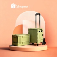 MEIJU 1 Pcs 61*42*35cm Outdoors Foldable Storage Box+1Pcs Green 65L-8 Wheels Outdoors Foldable Cart 