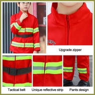 ∏ △ ❡ Fireman Costume for Kids Boys Firefighter Career Uniform Work Cosplay Role Play Girl Suit Clo