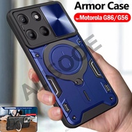 Slide Camera Case for Motorola G86 G56 Case Armor Magnetic Ring Stand Protection Phone Cover for Mot