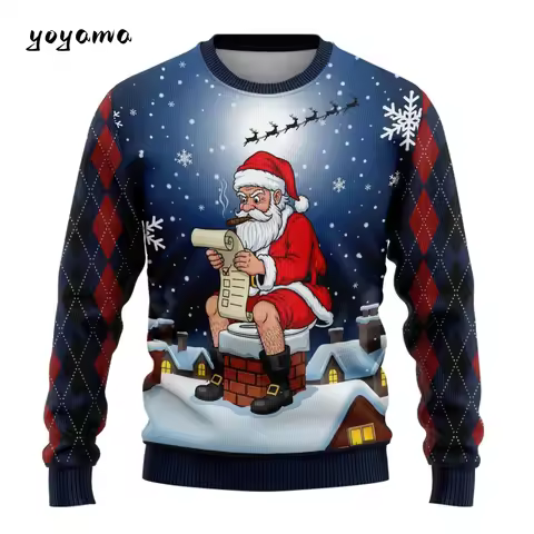 Y2k Clothes 3D Printed Ugly Xmas Sweatshirts Merry Christmas Graphic Sweatshirts Reindeer Unisex Pul
