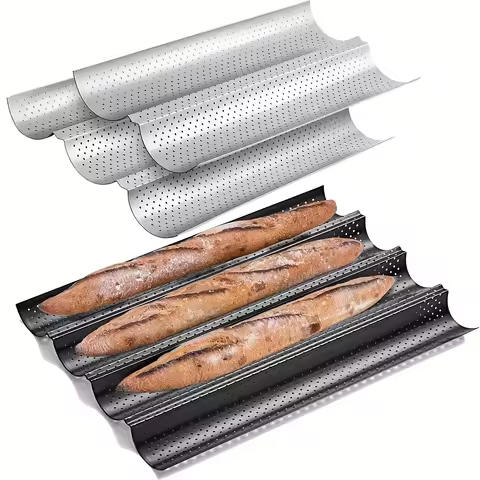 Perforated Baguette Pan Nonstick French Bread Baking Pan Oven Toaster 2/3/4 slots Loaves Loaf Bake M