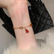 Yes✨S925 Sterling Silver Red Agate Gourd Bracelet High-end Wealth Bracelet Fulu Silver Bracelet Good