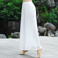 JS87☘️Double Classical Dance Pants Women Elegant Gauze Wide-Leg Pants