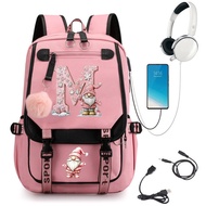 Printed 60714-1 Letter 26a-z Santa Pink Backpack Student Schoolbag Schoolbag Cartoon XBXZ