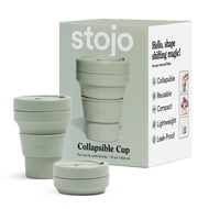 Collapsible Travel Cup - Sage Green, 12oz / 355ml - Leak-Proof Reusable To-Go Pocket Size Silicone B