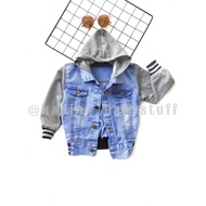 JAKET JEANS HOODIE BT21 CHIMMY KOYA COOKY / JAKET JEANS MOTIF BTS / JAKET LED ANAK PEREMPUAN
