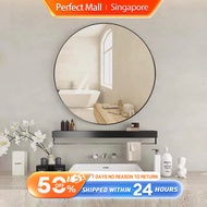 PM Home Bathroom Mirror Round Toilet Explosion Proof Mirror Bedroom Mirror Toilet Wall Round Make-up Mirror with shelf