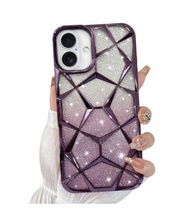 全新🎉SOKAD iPhone 16 紫色閃亮手機殼SOKAD iPhone 16 Case 電鍍雲石閃粉手機殼 電話保護 殼紫色