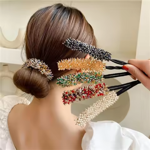 Crystal hair bun maker, braiding and styling tool, lazy twisting hair bun, bun hair stick, fluffy fl