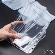 EONE New 6PCS A5/A6/A7 6 Holes 3-layer Double-sided Binder Pockets ,Transparent Zipper Folders And S