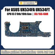 Papan Utama Laptop Ux534fa Asus Ux534fac Ux534f Ux534fn Ux534 ft Ux534ftc Papan Utama I5 I7 CPU Gen 