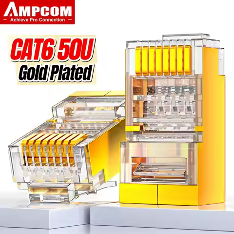 AMPCOM CAT6 Shielded RJ45 Modular Plug Connector 8P8C Crimp End Ethernet Cable Ethernet Connector Go