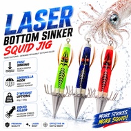 Candat Twist Squid Jig 80/120g fishing Gewang sotong Killer mancing Bocean Laser Bottom Sinker