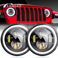 7 Inch LED 1/2 pcs 30W Car Headlight 7 H4 DRL Eye Ring Halo 12/24V Hi/Lo Turn Signal For Toyota Mits
