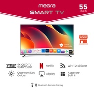 Megra QLED TV 55 Inch Smart TV Bezel-Less Quantum Dot 4K UHD Netflix Certified TV LED Smart Televisi