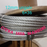 WIRE ROPE 12MM 6×36 UNGALV KISWIRE