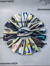 AJ1 Low 倒鉤聯名閃電 TS 白綠黑情侶休閒運動籃球鞋板鞋 男女同款 35-46碼