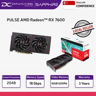 SAPPHIRE PULSE RADEON RX 7600 XT 16GB Gaming OC GDDR6 Graphics Card