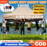 【24H Shipping】10x10 Ft Night Market Canopy（Full Set）1800D Waterproof Heavy Duty Steel Frame Khemah N