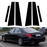 Matte Black Car Pillar Posts Door Window Trim Cover Decorative Sticker for Mercedes-Benz S-Class W22