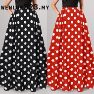 Skirt Polkadots Tema Retro 60an 70an Saloma Pramlee Polka Dot High Waist Party Swing Pleated Dinner 