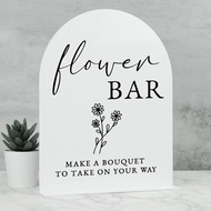 Papan Tanda Bar Bunga Akrilik- 8"x10" Papan Tanda Meja Akrilik Berbentuk Lengkung Putih dan Tapak, K